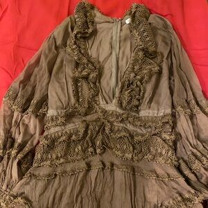 PLUS SIZE Long Sleeve Burnt Rose/Taupe Cocktail Dress